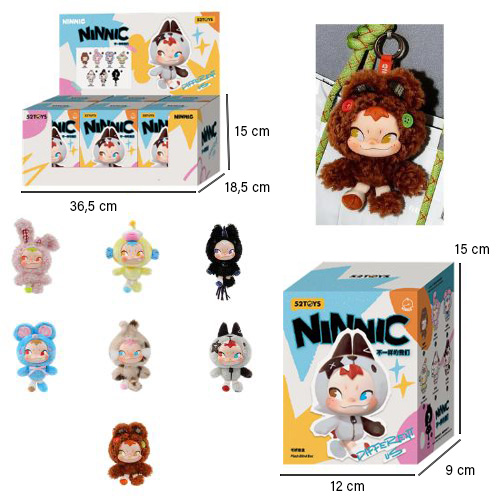 (Mis 1) NINNIC Different Us Series Peluche Portachiavi 14cm c/Bagclip In blind box (xcm) In espo da 6pz 7ass…x6…x72